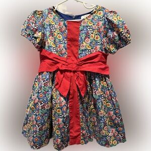 Mini Boden Floral Red Bow Party Dress